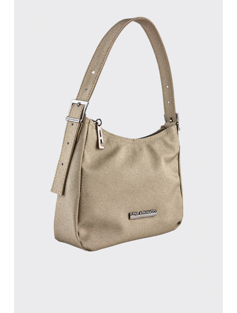 ELENA ATHANASIOU Disco Vintage Baguette Platinum Χρυσή Γυναικεία Τσάντα Χειρός