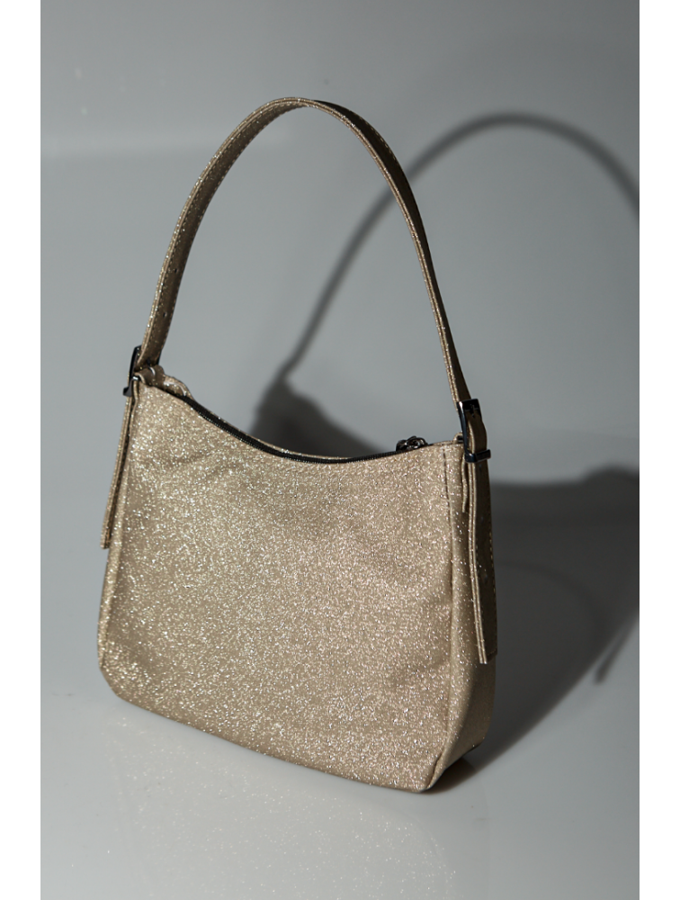 ELENA ATHANASIOU Disco Vintage Baguette Platinum Χρυσή Γυναικεία Τσάντα Χειρός
