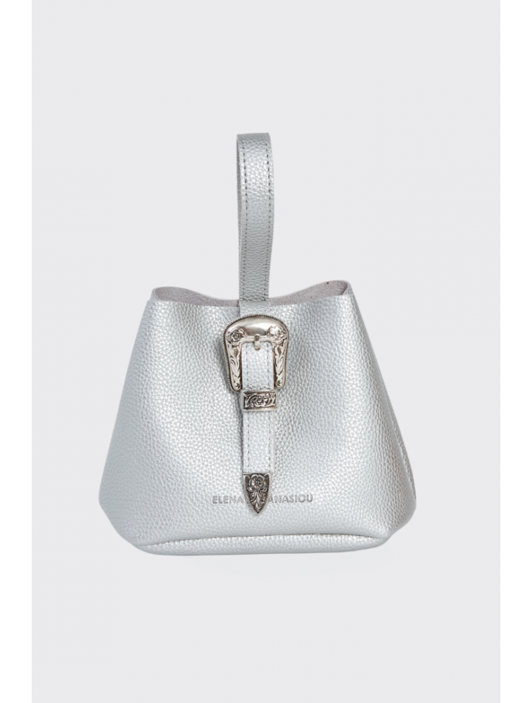 ELENA ATHANASIOU Belt Up Tiny Bag Silver Ασημί τσαντάκι