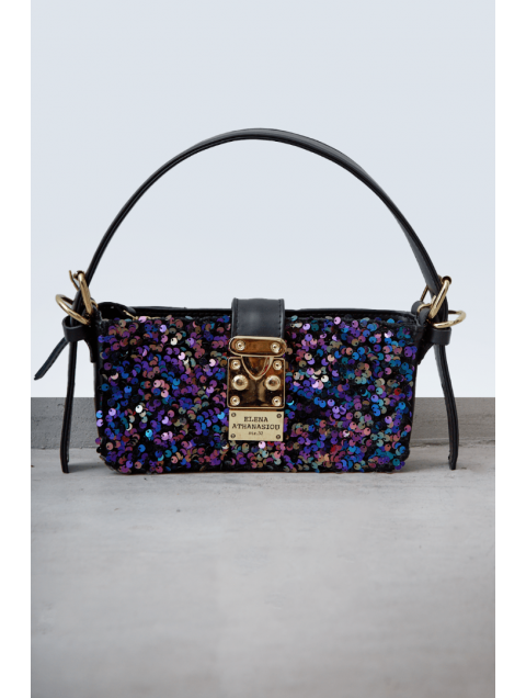 ELENA ATHANASIOU Radiant Square Baguette Iridescent Blue Μπλε τσάντα