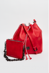 ELENA ATHANASIOU Retro Chain Pouch Red Κόκκινη γυναικεία τσάντα ώμου