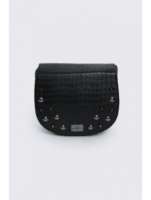 ELENA ATHANASIOU Croco Crossbody XL Black Μαύρη Κροκό Τσάντα Χιαστί ELENA ATHANASIOU Croco Crossbody XL Black Μαύρη Κροκό Τσάντα Χιαστί