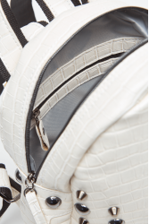 ELENA ATHANASIOU Croco Backpack Small White Λευκό Σακίδιο Πλάτης