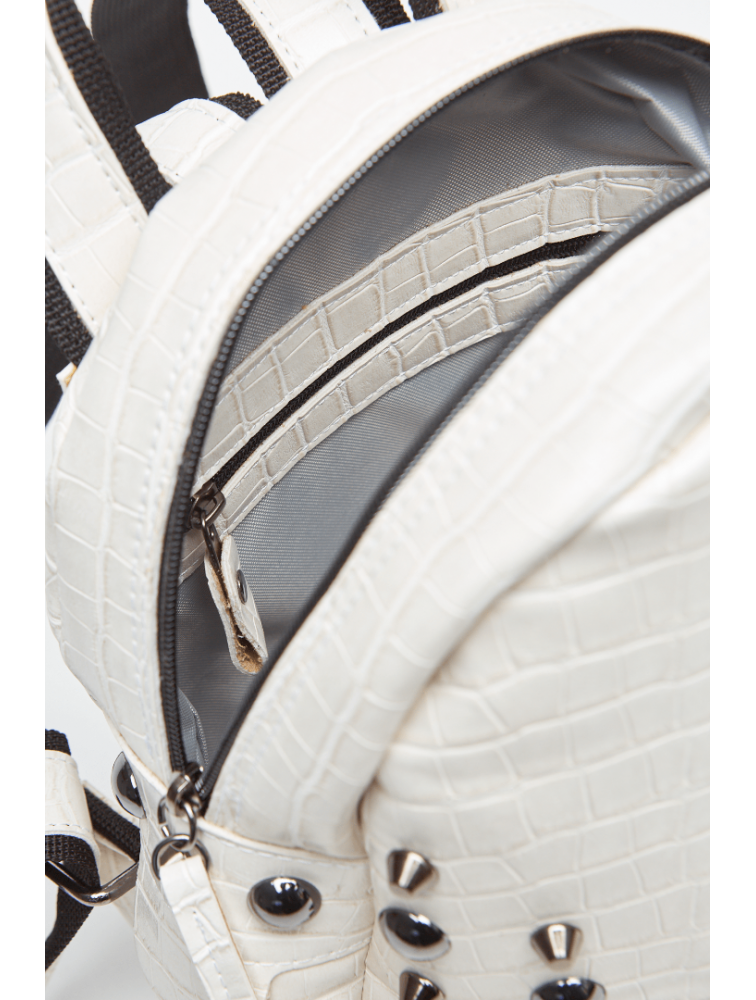 ELENA ATHANASIOU Croco Backpack Small White Λευκό Σακίδιο Πλάτης