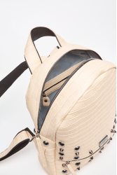 ELENA ATHANASIOU Croco Backpack Small Creme Κρεμ Σακίδιο Πλάτης