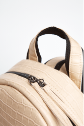 ELENA ATHANASIOU Croco Backpack Small Creme Κρεμ Σακίδιο Πλάτης