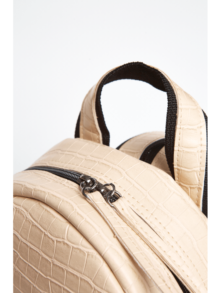 ELENA ATHANASIOU Croco Backpack Small Creme Κρεμ Σακίδιο Πλάτης