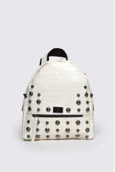 ELENA ATHANASIOU Croco Backpack Small White Λευκό Σακίδιο Πλάτης