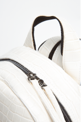 ELENA ATHANASIOU Croco Backpack Small White Λευκό Σακίδιο Πλάτης
