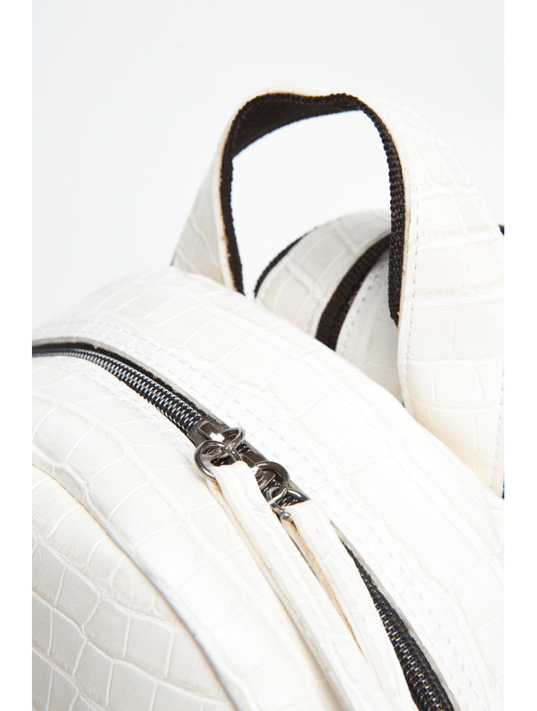 ELENA ATHANASIOU Croco Backpack Small White Λευκό Σακίδιο Πλάτης