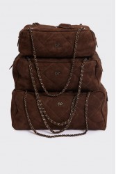 ELENA ATHANASIOU Chain Silhouette S Brown Καφέ Σουέντ Τσάντα