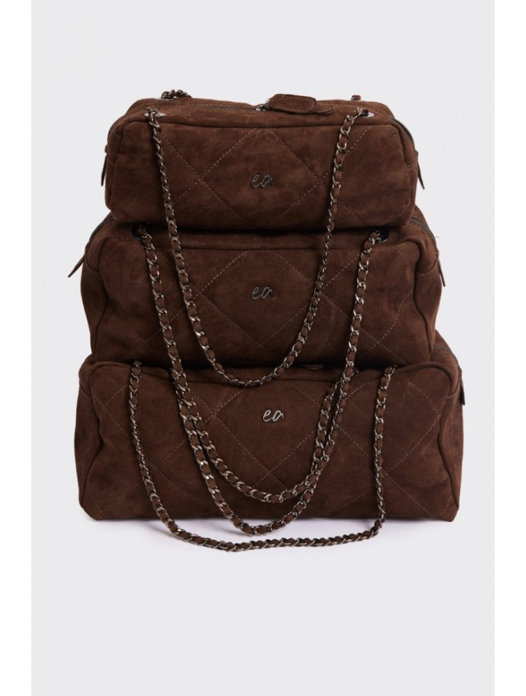 ELENA ATHANASIOU Chain Silhouette S Brown Καφέ Σουέντ Τσάντα