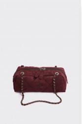 ELENA ATHANASIOU Chain Silhouette S Burgundy Μπορντώ Σουέντ Τσάντα