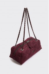 ELENA ATHANASIOU Chain Silhouette S Burgundy Μπορντώ Σουέντ Τσάντα