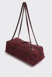 ELENA ATHANASIOU Chain Silhouette S Burgundy Μπορντώ Σουέντ Τσάντα
