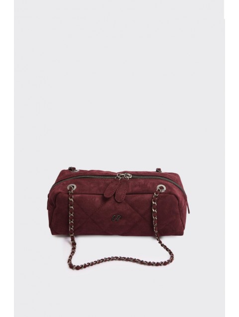 ELENA ATHANASIOU Chain Silhouette S Burgundy Μπορντώ Σουέντ Τσάντα