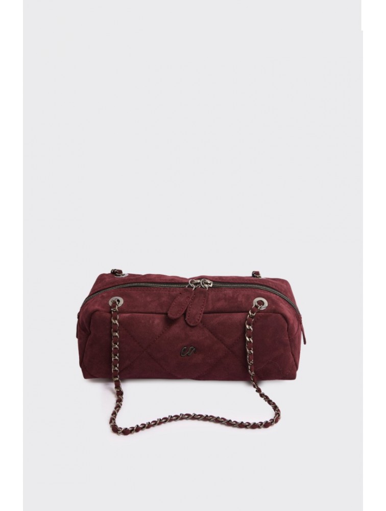 ELENA ATHANASIOU Chain Silhouette S Burgundy Μπορντώ Σουέντ Τσάντα