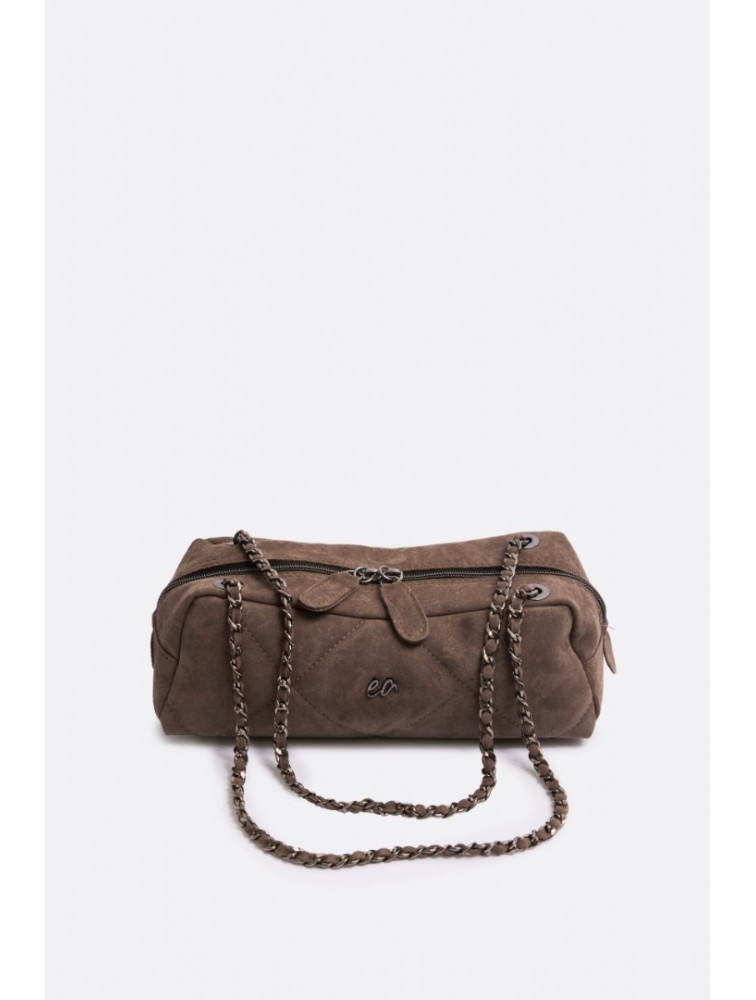 ELENA ATHANASIOU Chain Silhouette S Cacao Κακάο Σουέντ Τσάντα