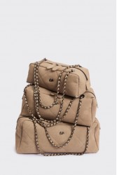 ELENA ATHANASIOU Chain Silhouette S Sand Μπεζ Σουέντ Τσάντα