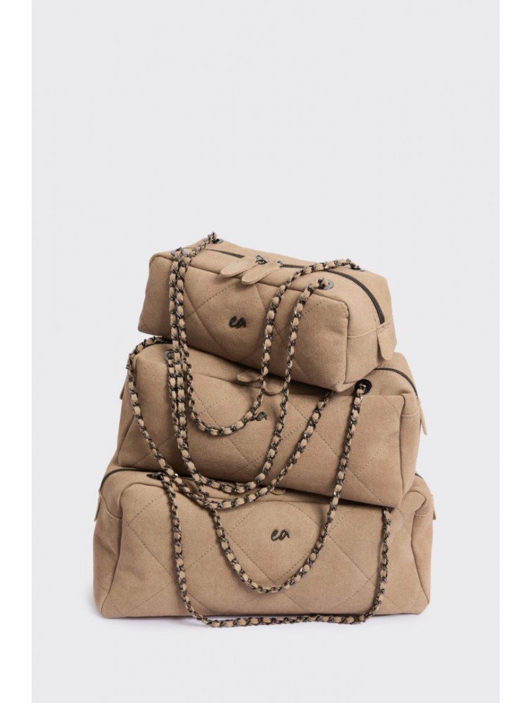 ELENA ATHANASIOU Chain Silhouette S Sand Μπεζ Σουέντ Τσάντα