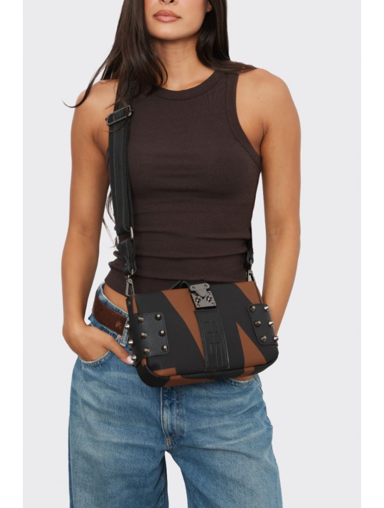 ELENA ATHANASIOU City Lady Clutch Logo Brown Καφέ Τσάντα με Λόγκο