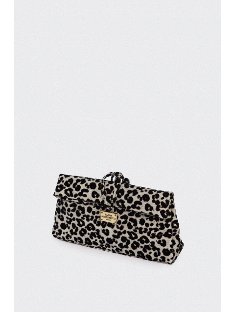 ELENA ATHANASIOU Downtown Lunchbag Animal Print Glam White Λευκό Γκλαμ Άνιμαλ Πριντ Τσαντάκι