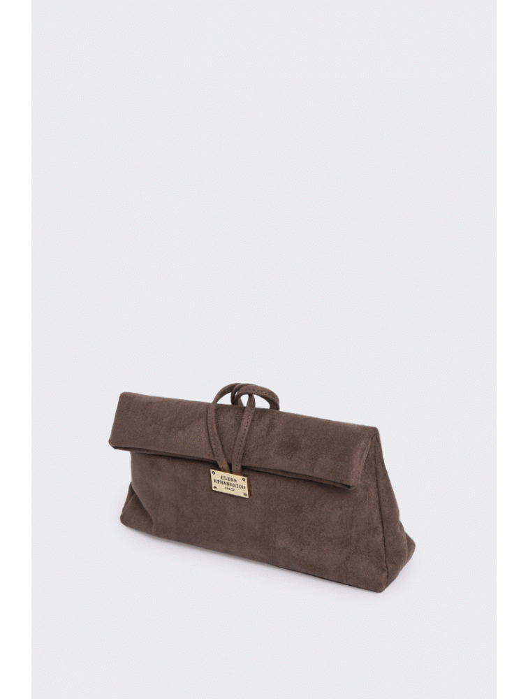 ELENA ATHANASIOU Downtown Lunchbag Suede Dark Grey