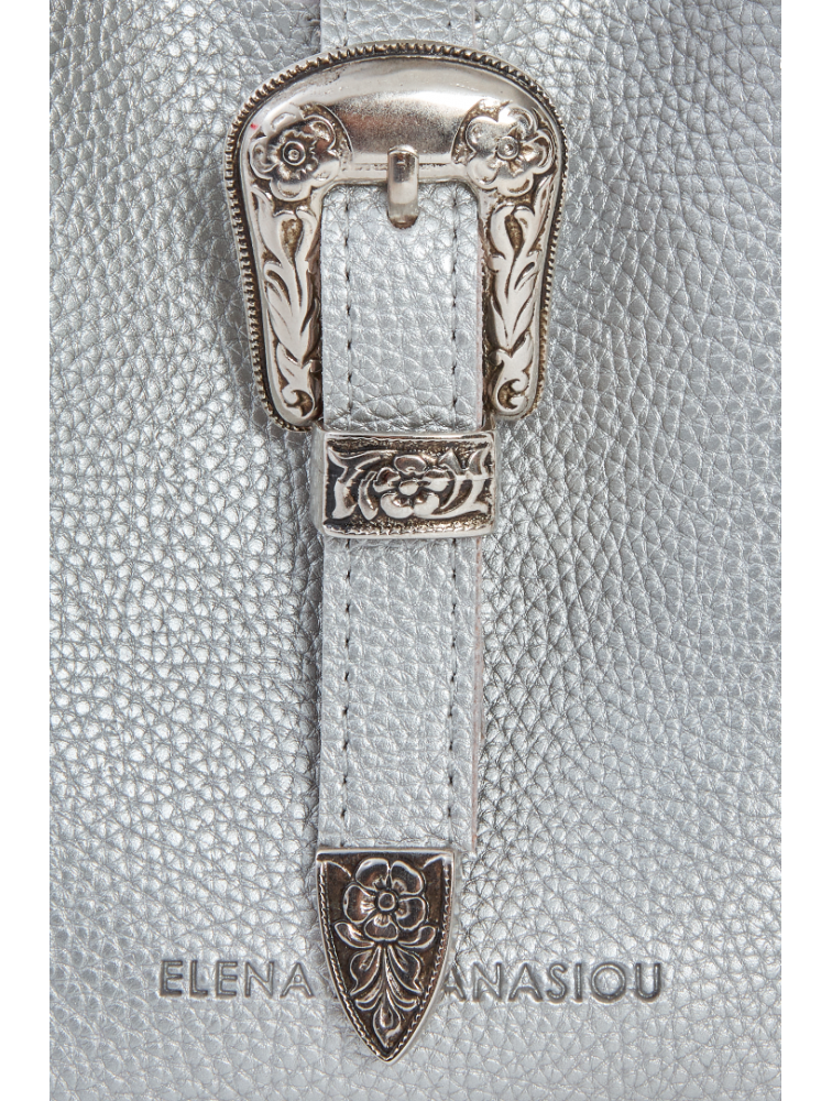 ELENA ATHANASIOU Belt Up Tiny Bag Silver Ασημί τσαντάκι