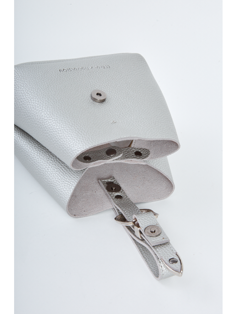 ELENA ATHANASIOU Belt Up Tiny Bag Silver Ασημί τσαντάκι