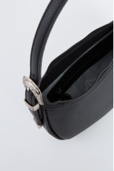 ELENA ATHANASIOU Belt Up Vintage Baguette Black Μαύρη τσάντα ώμου