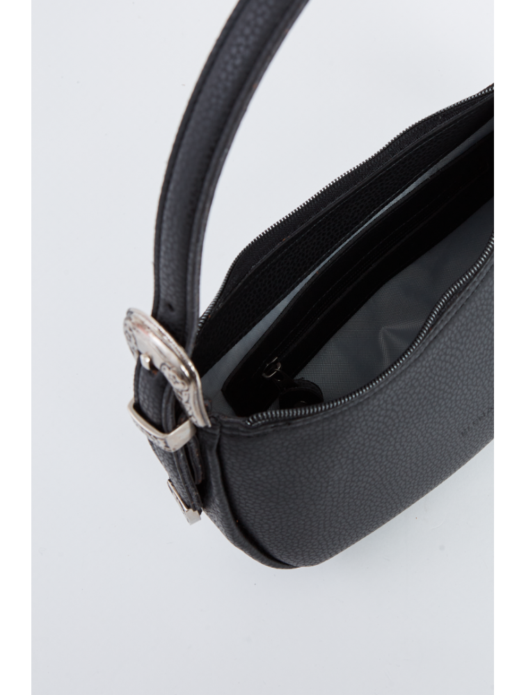 ELENA ATHANASIOU Belt Up Vintage Baguette Black Μαύρη τσάντα ώμου