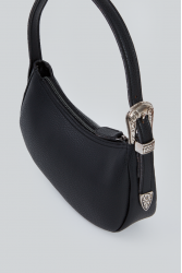 ELENA ATHANASIOU Belt Up Vintage Baguette Black Μαύρη τσάντα ώμου