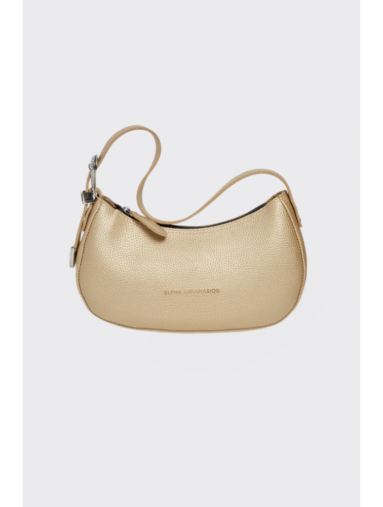 ELENA ATHANASIOU Belt Up Vintage Baguette Gold Χρυσή τσάντα ώμου