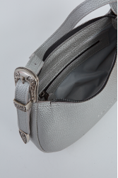 ELENA ATHANASIOU Belt Up Vintage Baguette Silver Ασημί τσάντα ώμου
