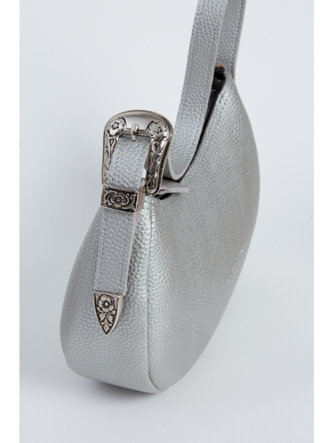 ELENA ATHANASIOU Belt Up Vintage Baguette Silver Ασημί τσάντα ώμου ELENA ATHANASIOU Belt Up Vintage Baguette Silver Ασημί τσάντα ώμου