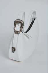 ELENA ATHANASIOU Belt Up Vintage Baguette White Λευκή τσάντα ώμου
