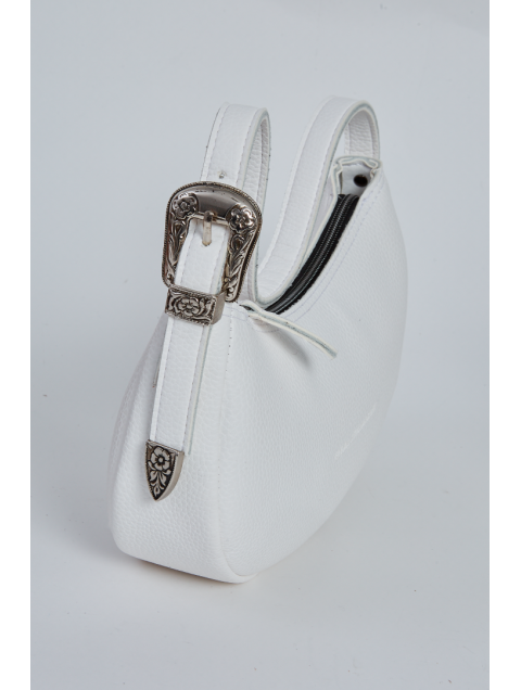 ELENA ATHANASIOU Belt Up Vintage Baguette White Λευκή τσάντα ώμου ELENA ATHANASIOU Belt Up Vintage Baguette White Λευκή τσάντα ώμου