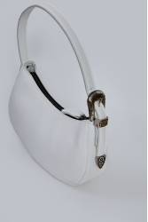 ELENA ATHANASIOU Belt Up Vintage Baguette White Λευκή τσάντα ώμου