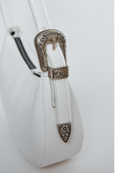 ELENA ATHANASIOU Belt Up Vintage Baguette White Λευκή τσάντα ώμου