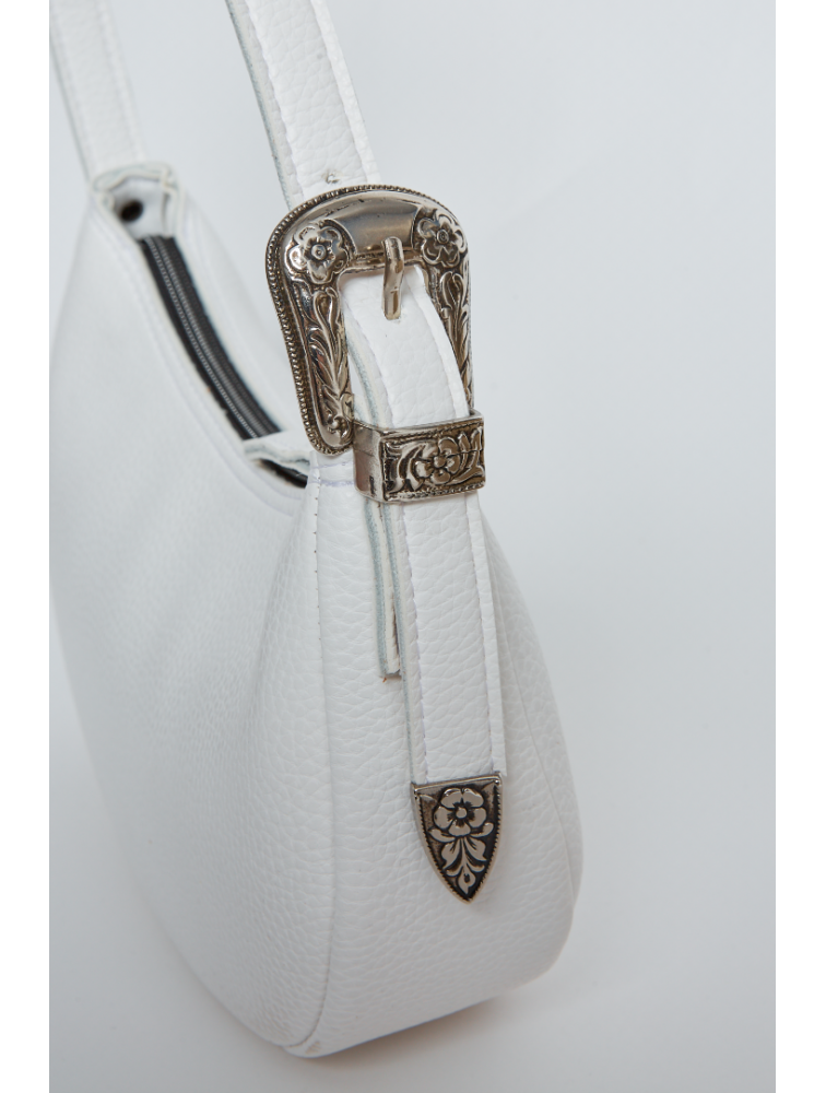 ELENA ATHANASIOU Belt Up Vintage Baguette White Λευκή τσάντα ώμου