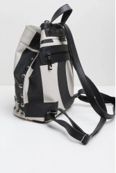 ELENA ATHANASIOU Black N’ Metal EA Logo Backpack Beige Μπεζ Μαύρη Γυναικεία Τσάντα Πλάτης  με Λογότυπο EA