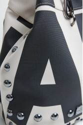 ELENA ATHANASIOU Black N’ Metal EA Logo Backpack Beige Μπεζ Μαύρη Γυναικεία Τσάντα Πλάτης  με Λογότυπο EA