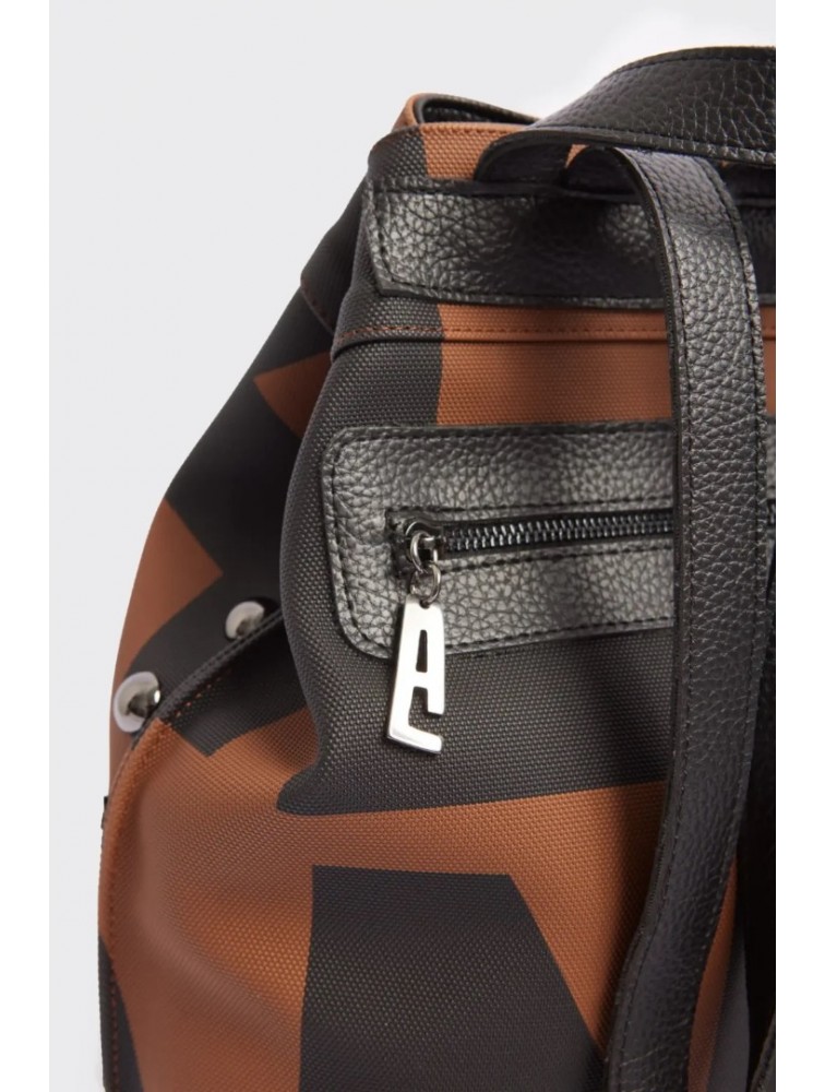 ELENA ATHANASIOU Black N’ Metal EA Logo Backpack Brown Καφέ Μαύρη Γυναικεία Τσάντα Πλάτης  με Λογότυπο EA