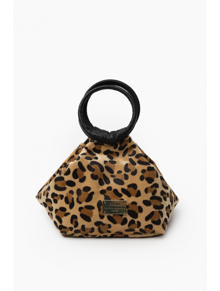 ELENA ATHANASIOU Bracelet Animal Print Natural Λεοπάρ γυναικεία τσάντα χειρός