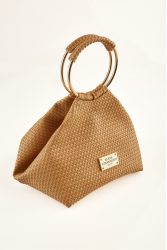 ELENA ATHANASIOU Bracelet Straw Beige Μπεζ Πλεκτό Γυναικείο Τσαντάκι Χειρός