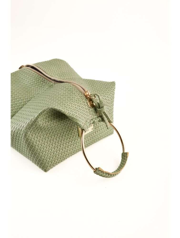 ELENA ATHANASIOU Bracelet Straw Mint Πλεκτό Γυναικείο Τσαντάκι Χειρός Στο Χρώμα Της Μέντας