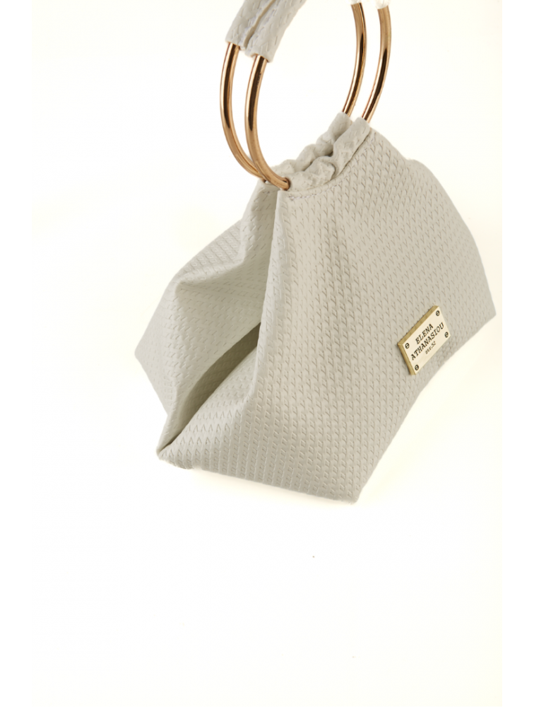 ELENA ATHANASIOU Bracelet Straw White Λευκό Πλεκτό Γυναικείο Τσαντάκι Χειρός