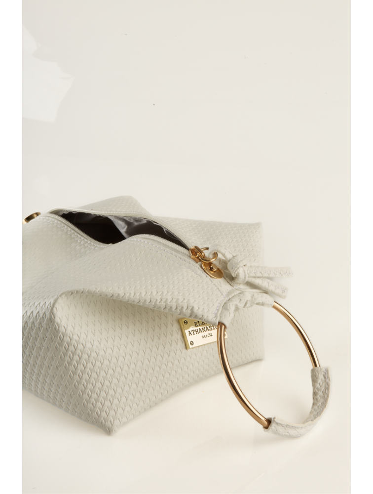 ELENA ATHANASIOU Bracelet Straw White Λευκό Πλεκτό Γυναικείο Τσαντάκι Χειρός