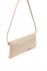 ELENA ATHANASIOU Cap Clutch Straw Beige Μπεζ Πλεκτό Τσαντάκι Χειρός