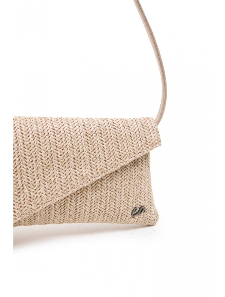 ELENA ATHANASIOU Cap Clutch Straw Beige Μπεζ Πλεκτό Τσαντάκι Χειρός